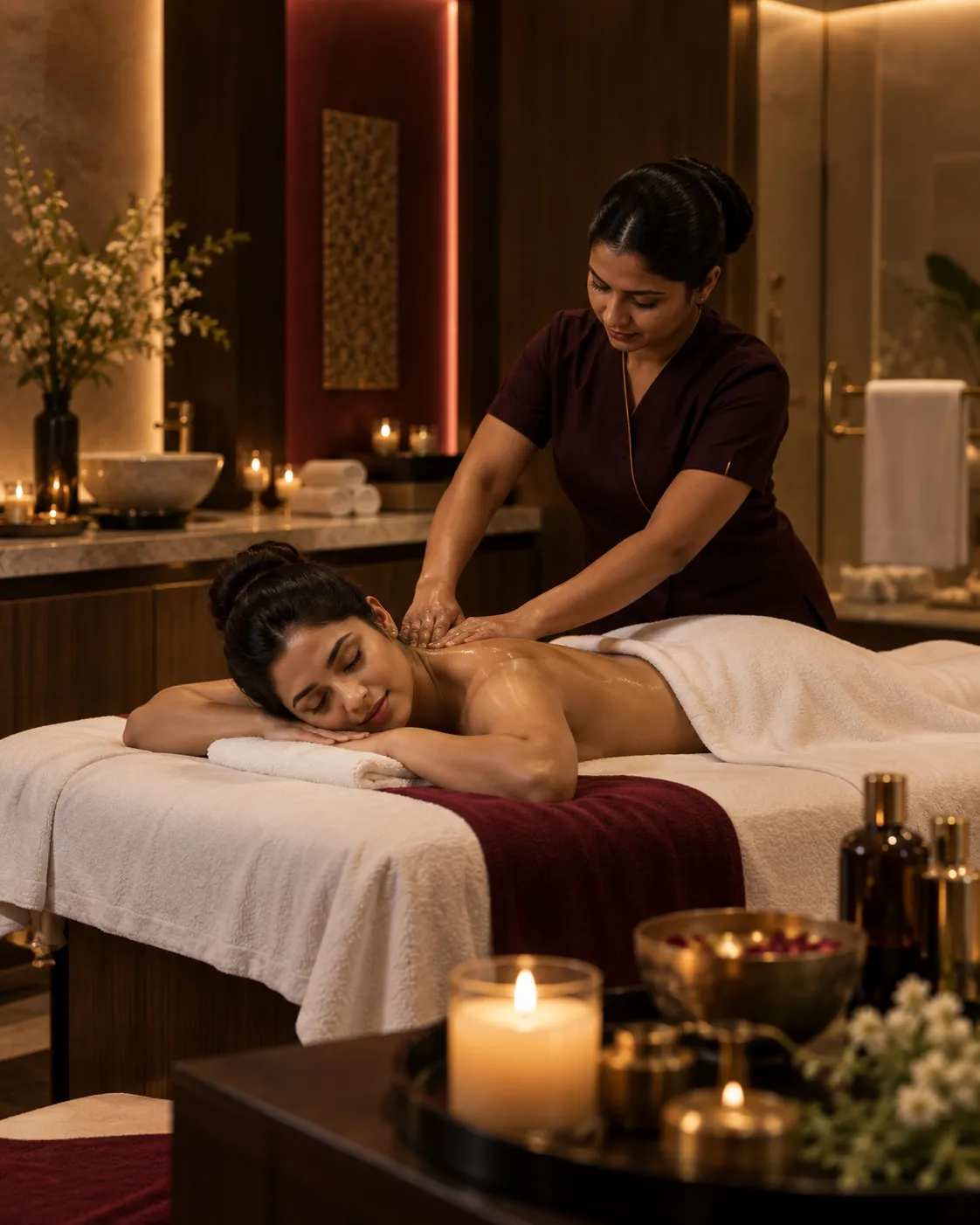 Relaxing full-body massage in a private luxury spa at Aurum Astra